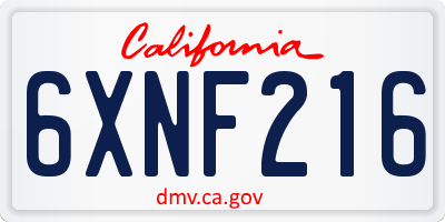 CA license plate 6XNF216