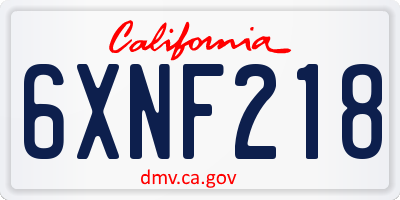 CA license plate 6XNF218