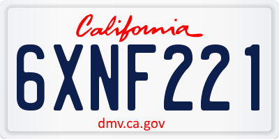 CA license plate 6XNF221