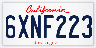 CA license plate 6XNF223
