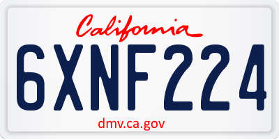CA license plate 6XNF224