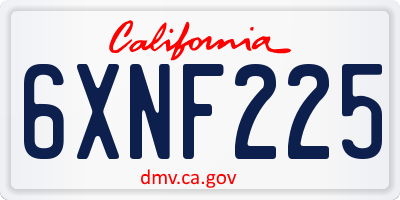CA license plate 6XNF225