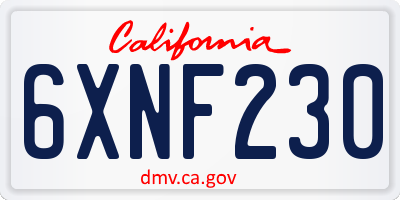 CA license plate 6XNF230