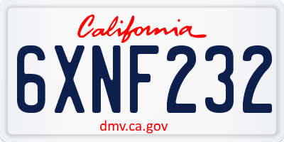 CA license plate 6XNF232
