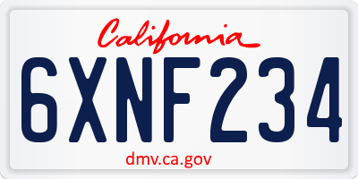 CA license plate 6XNF234