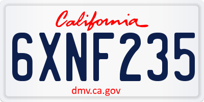 CA license plate 6XNF235