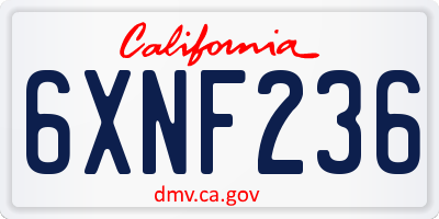 CA license plate 6XNF236