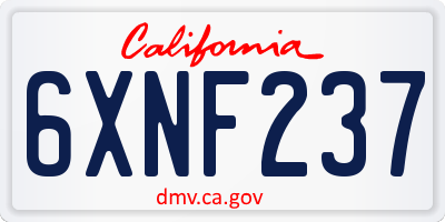 CA license plate 6XNF237