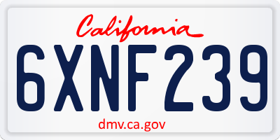 CA license plate 6XNF239