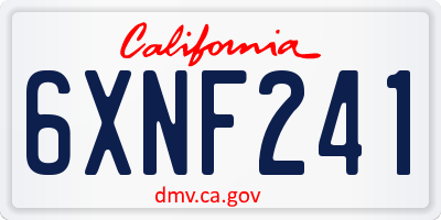 CA license plate 6XNF241