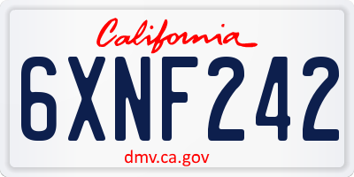 CA license plate 6XNF242