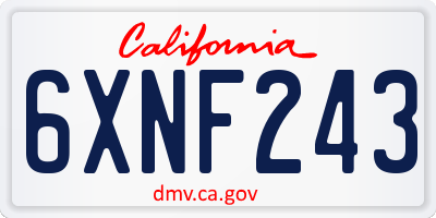 CA license plate 6XNF243
