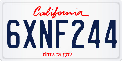 CA license plate 6XNF244