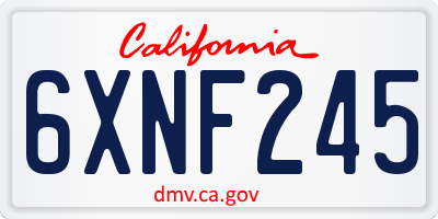CA license plate 6XNF245
