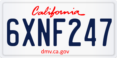 CA license plate 6XNF247