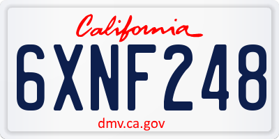 CA license plate 6XNF248