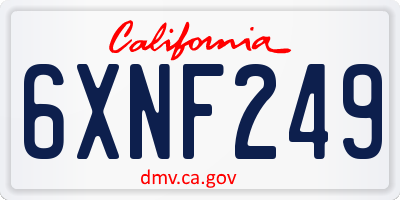 CA license plate 6XNF249