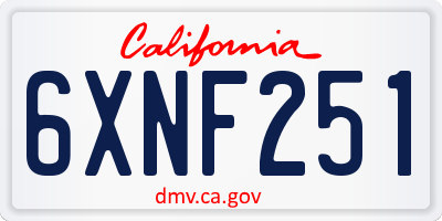 CA license plate 6XNF251