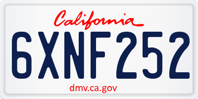 CA license plate 6XNF252