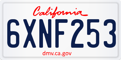 CA license plate 6XNF253