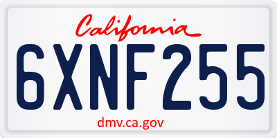 CA license plate 6XNF255