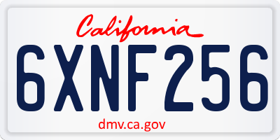 CA license plate 6XNF256