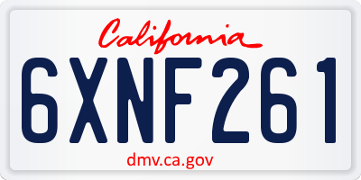 CA license plate 6XNF261