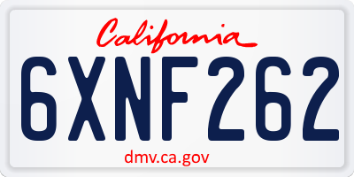 CA license plate 6XNF262