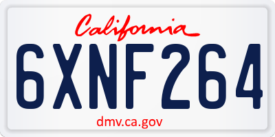 CA license plate 6XNF264