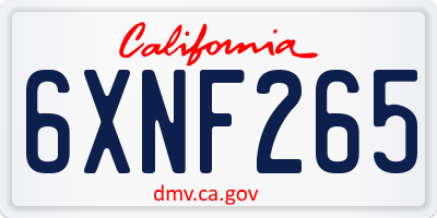 CA license plate 6XNF265