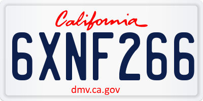 CA license plate 6XNF266