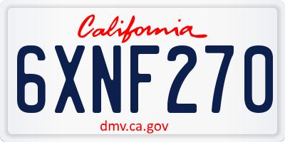 CA license plate 6XNF270