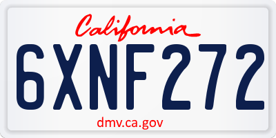 CA license plate 6XNF272