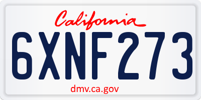 CA license plate 6XNF273