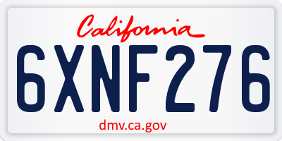 CA license plate 6XNF276