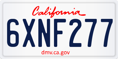 CA license plate 6XNF277