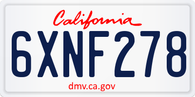 CA license plate 6XNF278
