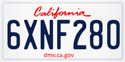 CA license plate 6XNF280