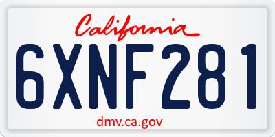 CA license plate 6XNF281