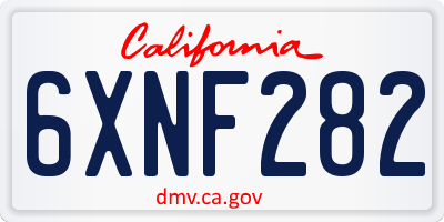 CA license plate 6XNF282