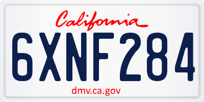 CA license plate 6XNF284