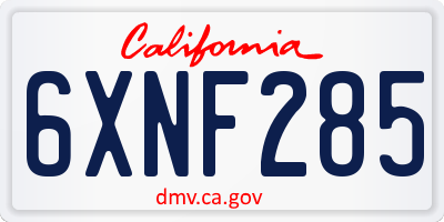 CA license plate 6XNF285