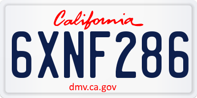 CA license plate 6XNF286