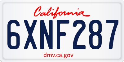 CA license plate 6XNF287