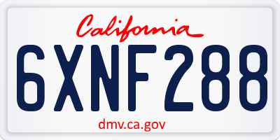 CA license plate 6XNF288