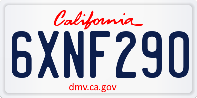 CA license plate 6XNF290