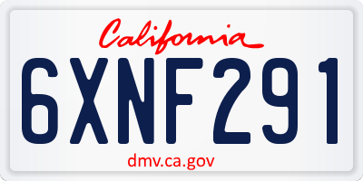 CA license plate 6XNF291