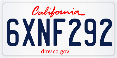 CA license plate 6XNF292