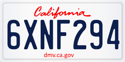 CA license plate 6XNF294