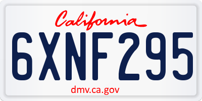 CA license plate 6XNF295
